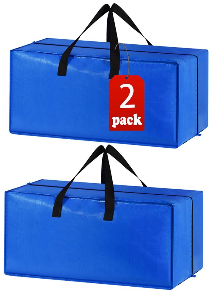 Auger Moving Bags,2 Pack Heavy Duty Extra Large Moving Bags Storage Tote - Strong Handles& Backpack Straps - Space Saving Storage Bags Alternative to Moving Boxes and Bins, Storage Totes Holiday, Travel,Storage Moving & Clothing Storage Packing Organizer Blue - Image 1